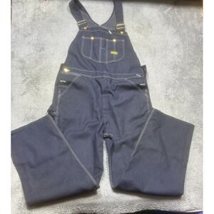Vintage Sears Toughskins Overalls Mens 38x34 Blue Union Made Denim Carpenter Bib